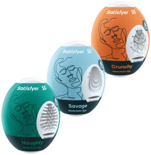 Masturbační vajíčka: Sada masturbačních vajíček Satisfyer, 3 ks (Naughty, Savage, Crunchy)