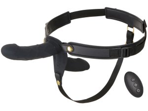 Dvojitý vibrační strap-on Inferno – Vibrační připínáky pro partnerské hrátky