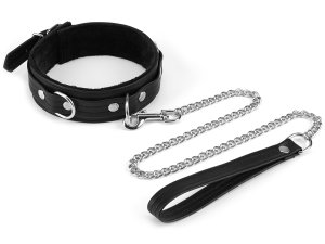 Obojek a vodítko z recyklované kůže Black Bond – BDSM obojky