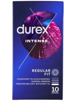 Kondomy s vroubky a stimulačním gelem Durex Intense, 10 ks – Vroubkované kondomy